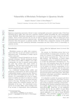 Vulnerability of Blockchain Technologies to Quantum Attacks