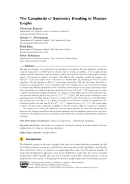 The Complexity of Symmetry Breaking in Massive Graphs
