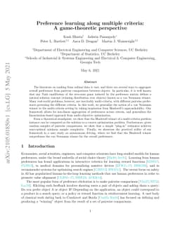 Preference learning along multiple criteria: A game-theoretic
  perspective