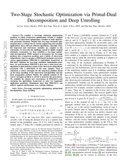 Two-Stage Stochastic Optimization via Primal-Dual Decomposition and Deep
  Unrolling