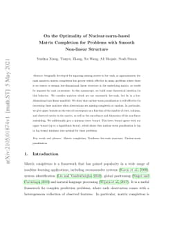 On the Optimality of Nuclear-norm-based Matrix Completion for Problems
  with Smooth Non-linear Structure