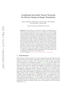 Conditional Invertible Neural Networks for Diverse Image-to-Image
  Translation