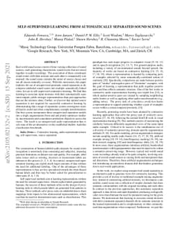Self-Supervised Learning from Automatically Separated Sound Scenes