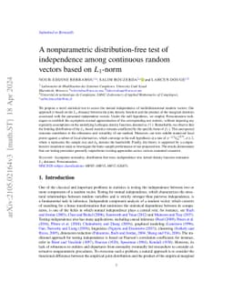A nonparametric distribution-free test of independence among continuous
  random vectors based on \texorpdfstring{$L_1$}{}-norm