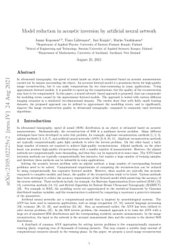 Model reduction in acoustic inversion by artificial neural network