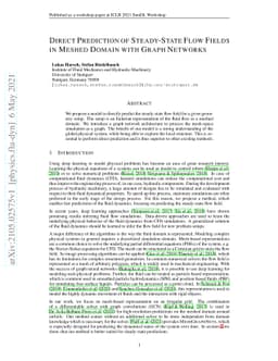 Direct Prediction of Steady-State Flow Fields in Meshed Domain with
  Graph Networks