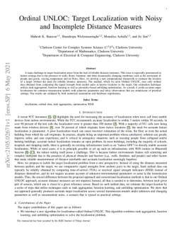 Ordinal UNLOC: Target Localization with Noisy and Incomplete Distance
  Measures