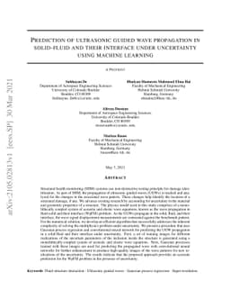 Prediction of Ultrasonic Guided Wave Propagation in Solid-fluid and
  their Interface under Uncertainty using Machine Learning