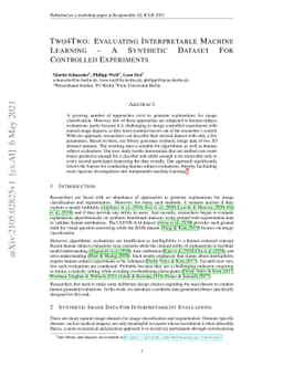 Two4Two: Evaluating Interpretable Machine Learning - A Synthetic Dataset
  For Controlled Experiments