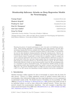 Membership Inference Attacks on Deep Regression Models for Neuroimaging