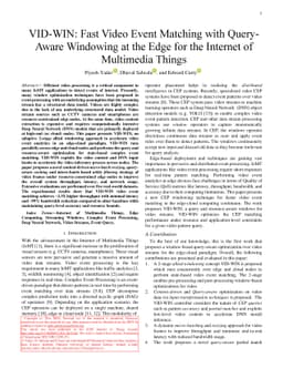 VID-WIN: Fast Video Event Matching with Query-Aware Windowing at the
  Edge for the Internet of Multimedia Things