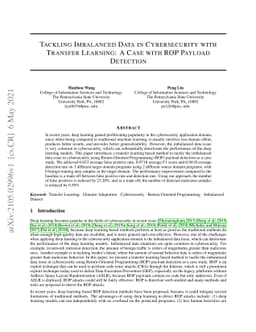 Tackling Imbalanced Data in Cybersecurity with Transfer Learning: A Case
  with ROP Payload Detection
