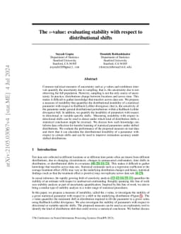 The $s$-value: evaluating stability with respect to distributional
  shifts