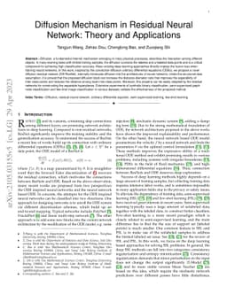 Diffusion Mechanism in Residual Neural Network: Theory and Applications