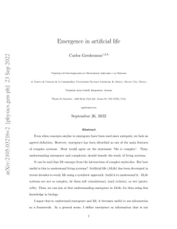 Emergence in artificial life