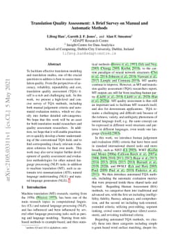Translation Quality Assessment: A Brief Survey on Manual and Automatic
  Methods