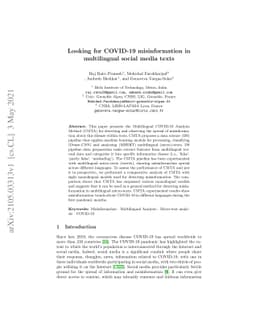 Looking for COVID-19 misinformation in multilingual social media texts