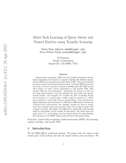 Multi-Task Learning of Query Intent and Named Entities using Transfer
  Learning