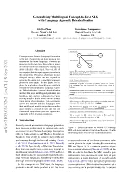 Generalising Multilingual Concept-to-Text NLG with Language Agnostic
  Delexicalisation