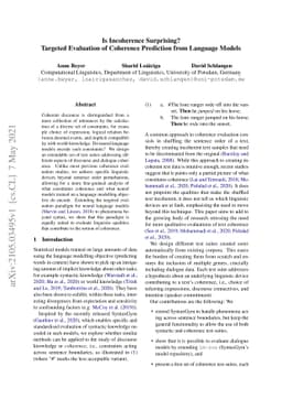 Is Incoherence Surprising? Targeted Evaluation of Coherence Prediction
  from Language Models