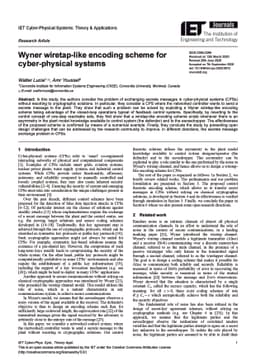Wyner wiretap-like encoding scheme for cyber-physical systems