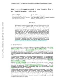 On Linear Interpolation in the Latent Space of Deep Generative Models