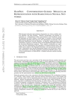 HamNet: Conformation-Guided Molecular Representation with Hamiltonian
  Neural Networks
