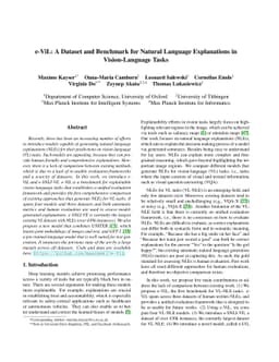 e-ViL: A Dataset and Benchmark for Natural Language Explanations in
  Vision-Language Tasks