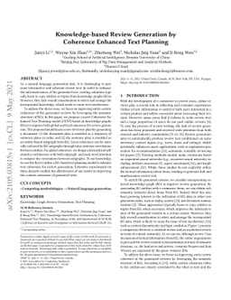 Knowledge-based Review Generation by Coherence Enhanced Text Planning