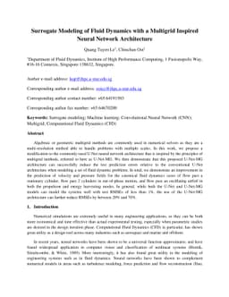 Surrogate Modeling of Fluid Dynamics with a Multigrid Inspired Neural
  Network Architecture
