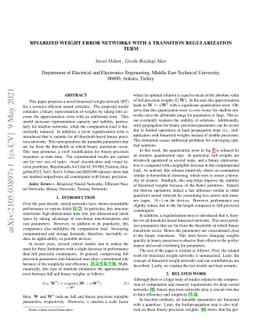 Binarized Weight Error Networks With a Transition Regularization Term