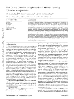 Fish Disease Detection Using Image Based Machine Learning Technique in
  Aquaculture