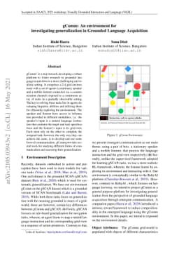 gComm: An environment for investigating generalization in Grounded
  Language Acquisition
