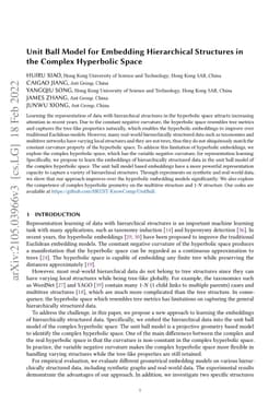 Unit Ball Model for Embedding Hierarchical Structures in the Complex
  Hyperbolic Space
