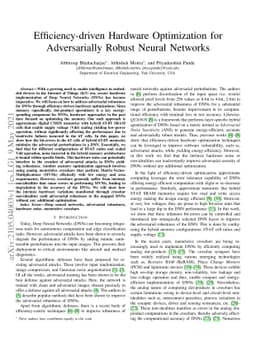 Efficiency-driven Hardware Optimization for Adversarially Robust Neural
  Networks