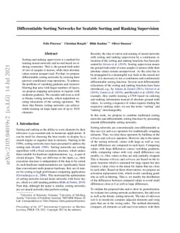 Differentiable Sorting Networks for Scalable Sorting and Ranking
  Supervision