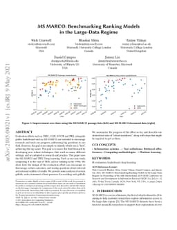MS MARCO: Benchmarking Ranking Models in the Large-Data Regime