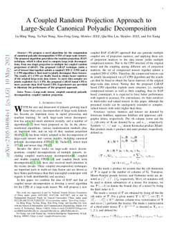 A Coupled Random Projection Approach to Large-Scale Canonical Polyadic
  Decomposition