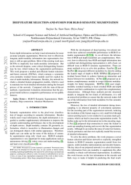 Deep feature selection-and-fusion for RGB-D semantic segmentation