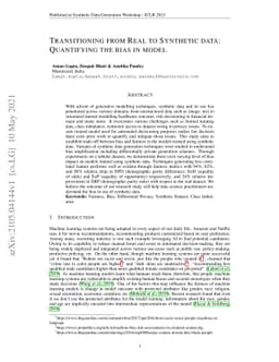 Transitioning from Real to Synthetic data: Quantifying the bias in model