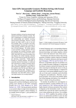 Inter-GPS: Interpretable Geometry Problem Solving with Formal Language
  and Symbolic Reasoning