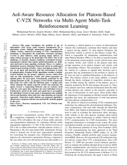 AoI-Aware Resource Allocation for Platoon-Based C-V2X Networks via
  Multi-Agent Multi-Task Reinforcement Learning
