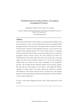 Similarities between Arabic Dialects: Investigating Geographical
  Proximity
