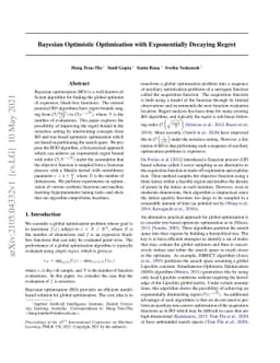 Bayesian Optimistic Optimisation with Exponentially Decaying Regret