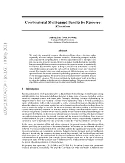 Combinatorial Multi-armed Bandits for Resource Allocation