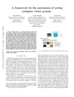 A framework for the automation of testing computer vision systems