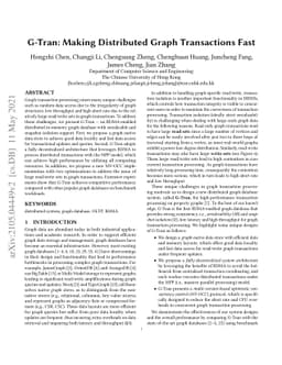 G-Tran: Making Distributed Graph Transactions Fast