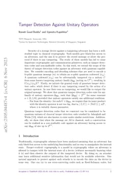 Tamper Detection against Unitary Operators