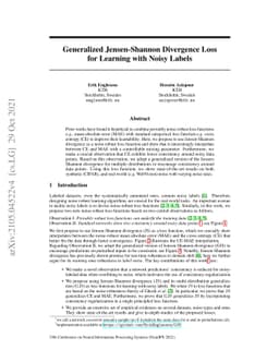 Generalized Jensen-Shannon Divergence Loss for Learning with Noisy
  Labels