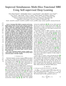 Improved Simultaneous Multi-Slice Functional MRI Using Self-supervised
  Deep Learning